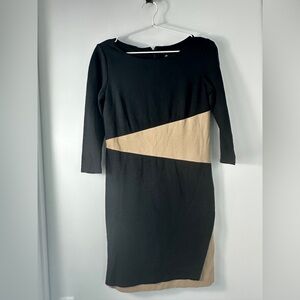 Ann Taylor Black and Tan Long Sleeve Dress